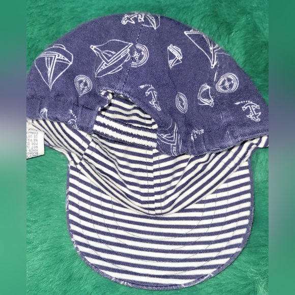 ⛵️ Vintage Gymboree Gymsport Navy Striped Nautical Reversible Hat Cap 2 3 Years - Picture 4 of 5